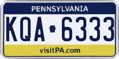 PA license plate KQA6333