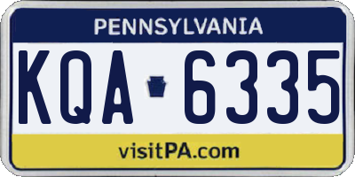 PA license plate KQA6335