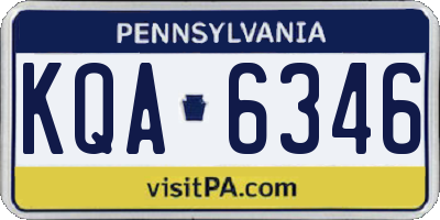 PA license plate KQA6346