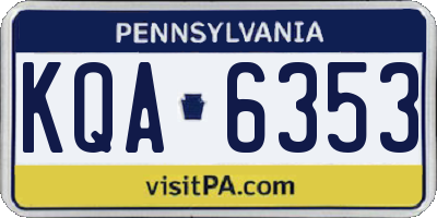 PA license plate KQA6353