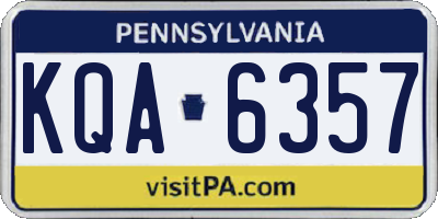 PA license plate KQA6357