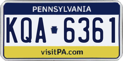 PA license plate KQA6361