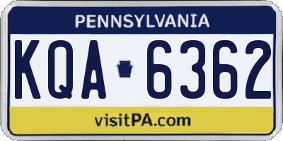 PA license plate KQA6362