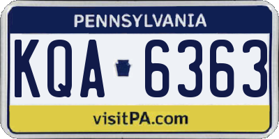 PA license plate KQA6363