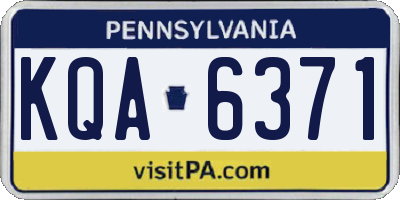PA license plate KQA6371