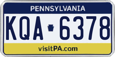 PA license plate KQA6378
