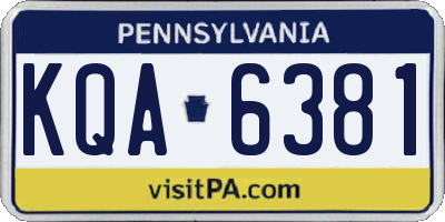 PA license plate KQA6381