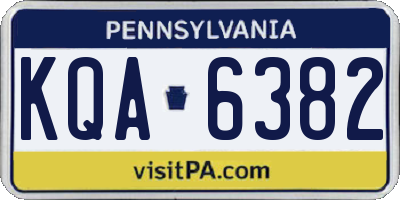 PA license plate KQA6382