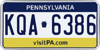 PA license plate KQA6386