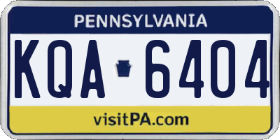 PA license plate KQA6404