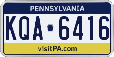 PA license plate KQA6416