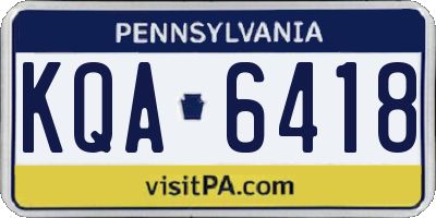 PA license plate KQA6418