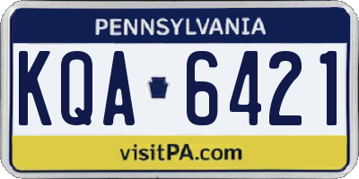 PA license plate KQA6421