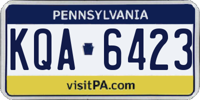 PA license plate KQA6423