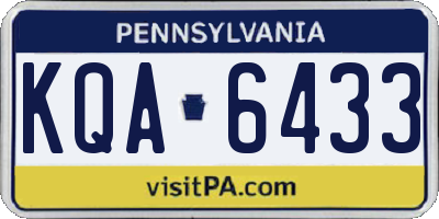 PA license plate KQA6433