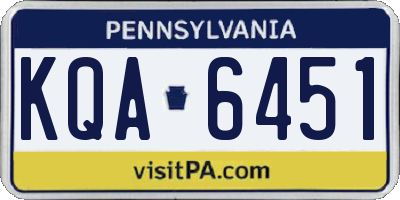 PA license plate KQA6451