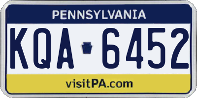 PA license plate KQA6452