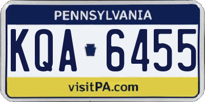 PA license plate KQA6455
