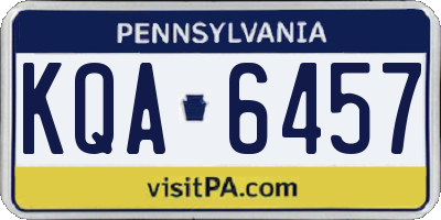 PA license plate KQA6457