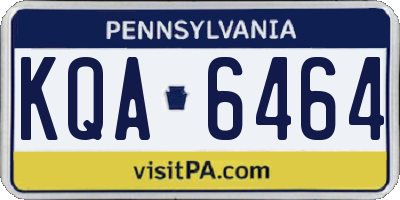 PA license plate KQA6464