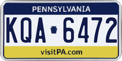 PA license plate KQA6472