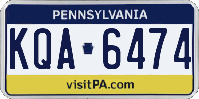 PA license plate KQA6474