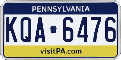 PA license plate KQA6476