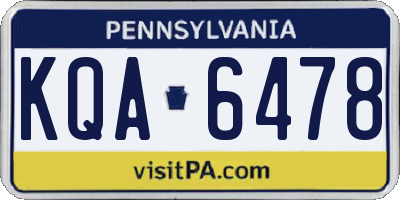 PA license plate KQA6478