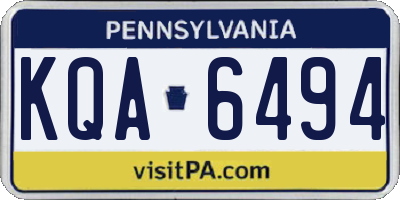 PA license plate KQA6494
