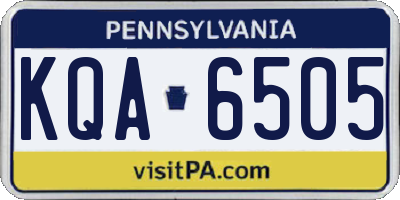 PA license plate KQA6505