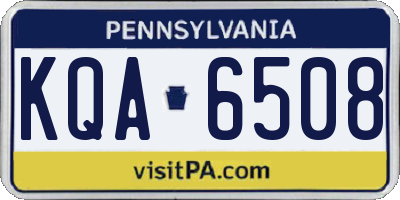 PA license plate KQA6508