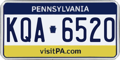 PA license plate KQA6520