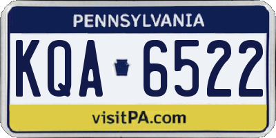 PA license plate KQA6522