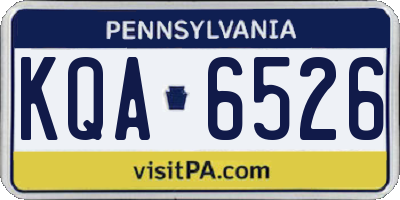 PA license plate KQA6526