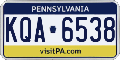 PA license plate KQA6538