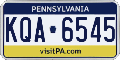 PA license plate KQA6545