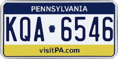 PA license plate KQA6546