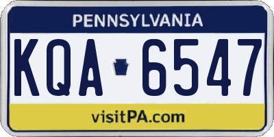 PA license plate KQA6547