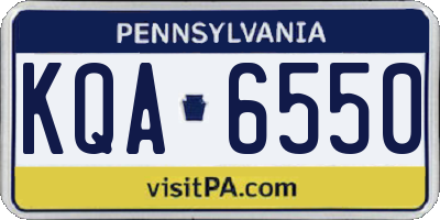 PA license plate KQA6550