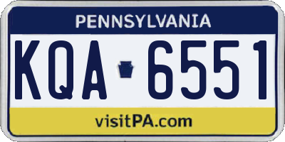 PA license plate KQA6551