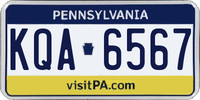 PA license plate KQA6567