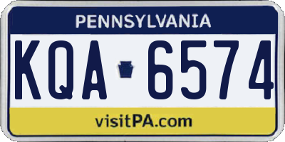 PA license plate KQA6574