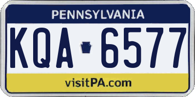 PA license plate KQA6577