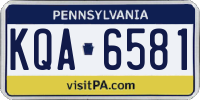 PA license plate KQA6581