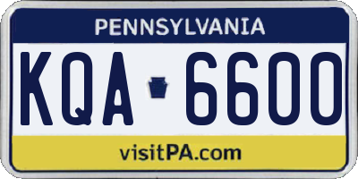 PA license plate KQA6600