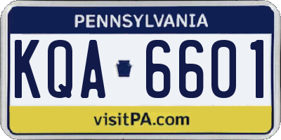 PA license plate KQA6601