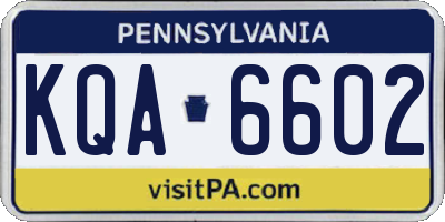 PA license plate KQA6602