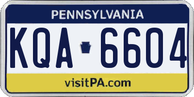 PA license plate KQA6604