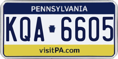 PA license plate KQA6605