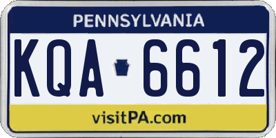 PA license plate KQA6612